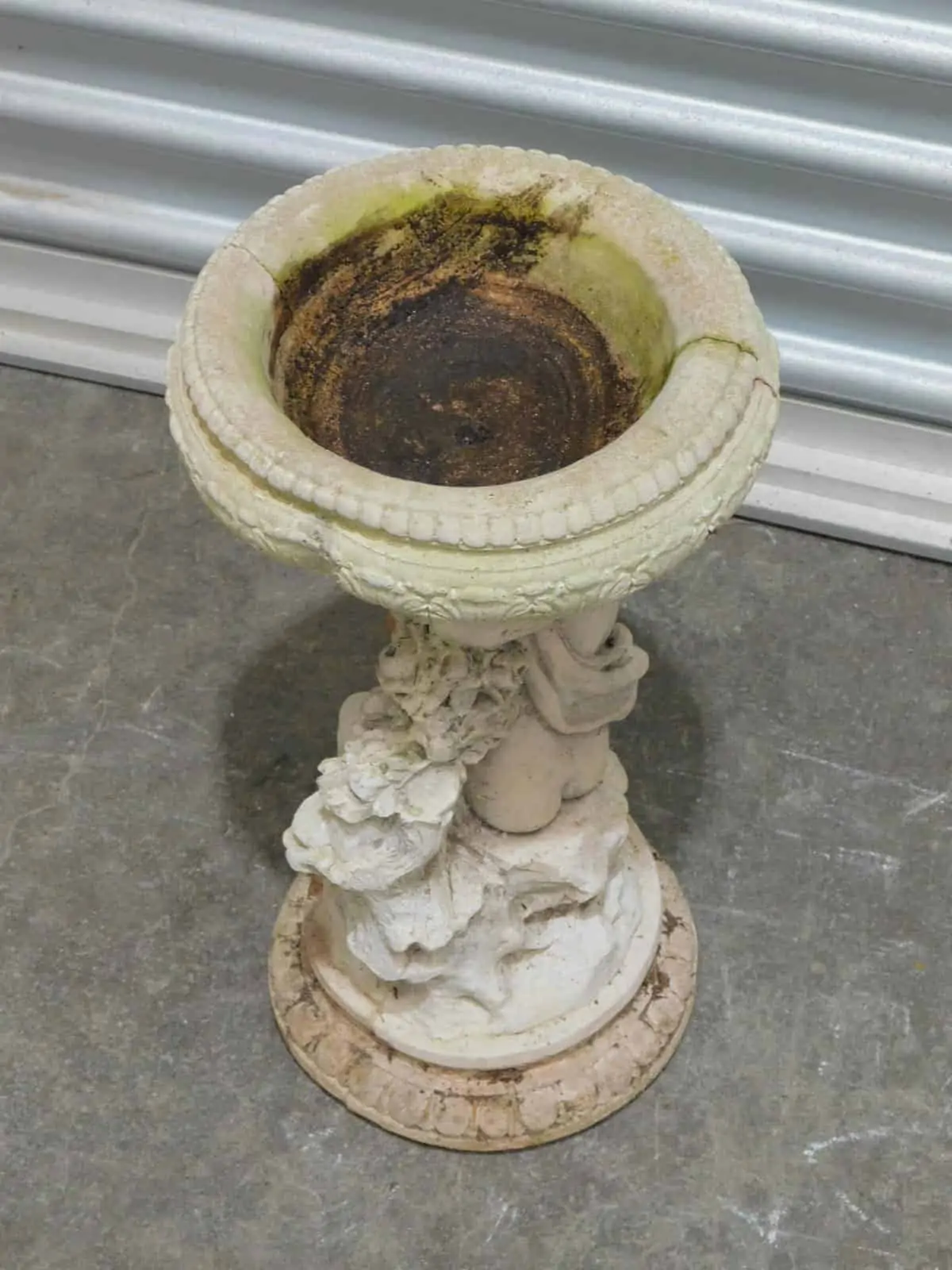 CONCRETE BIRD BATH Cherub Statue holding Bath Bowl, Garden Feature